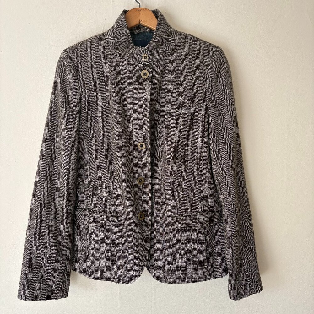 Gap Wool Blend Herringbone Riding Blazer | Brown-Gray Tweed | Equestrian Size 10